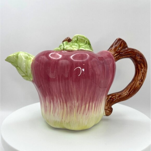 Vintage Apple Shaped Teapot, Small Single Serve Tea Pot - Picture 3 of 13